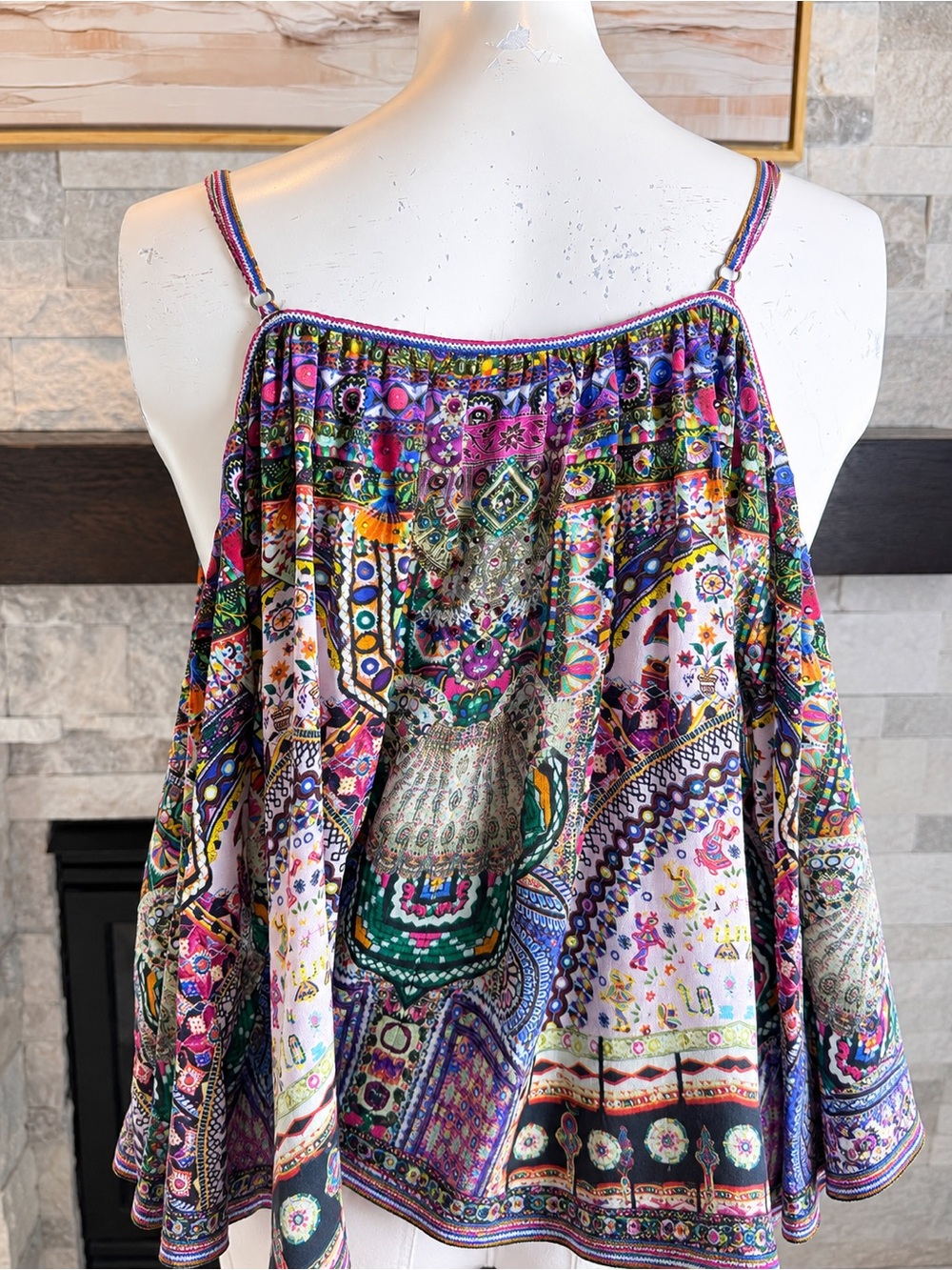 Camilla Embellished Silk Cold Shoulder Top Blouse M - Picture 4 of 11